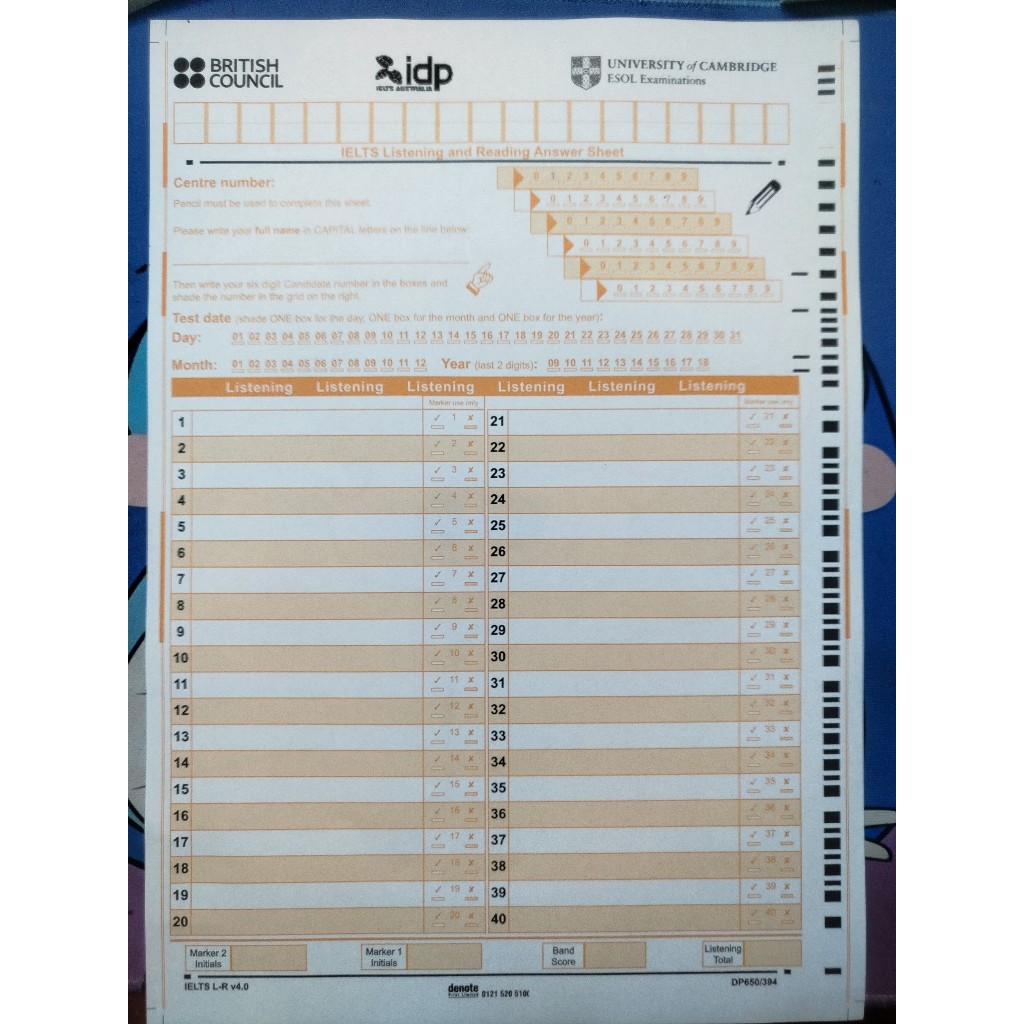 Combo 100 tờ giấy thi IELTS ( 50 tờ Reading + 50 tờ Listening) - in màu - 1 mặt