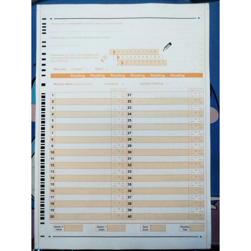 Combo 100 tờ giấy thi IELTS ( 50 tờ Reading + 50 tờ Listening) - in màu - 1 mặt