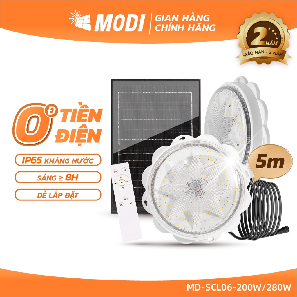 Ảnh Đèn Ốp Trần Năng Lượng Mặt Trời MODI SOLAR, Đèn Led Ốp Trần 3 Màu Ánh Sáng, Điều Khiển Từ Xa 1