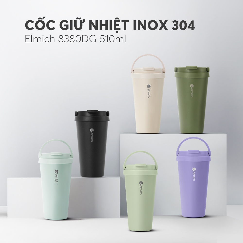 Cốc Giữ Nhiệt Elmich EL-8380 Dung Tích 510ml | Inox 304,Có Quai Xách, Elmich Chính Hãng