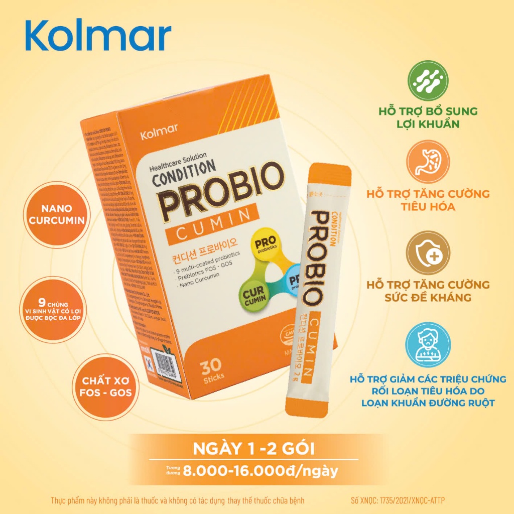 Bột Uống Bổ Sung Lợi Khuẩn CONDITION PROBIO Hỗ Trợ Tăng Cường Tiêu Hóa - Hộp 30 gói - Thực Phẩm Bảo Vệ Sức Khoẻ