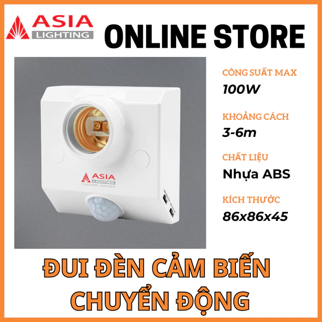 Đui Đèn Cảm Biến, Đèn Cảm Biến Chuyển Động, Đèn Cảm Biến ASIA - Đui E27, Bảo Hành 24 Tháng Chính Hãng