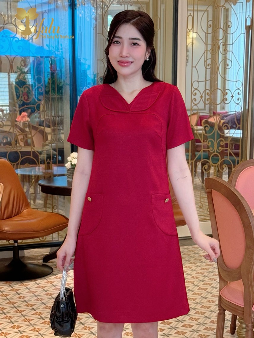 Ảnh Đầm dự tiệc trung niên TIFALU màu đỏ sang trọng - ZOL335RED 1