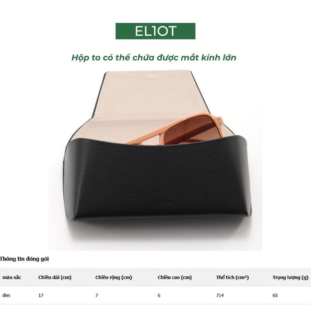 Hộp da nắp nam châm ELIOT hỗ trợ bảo quản mắt kính kích thước lớn thời trang tinh tế