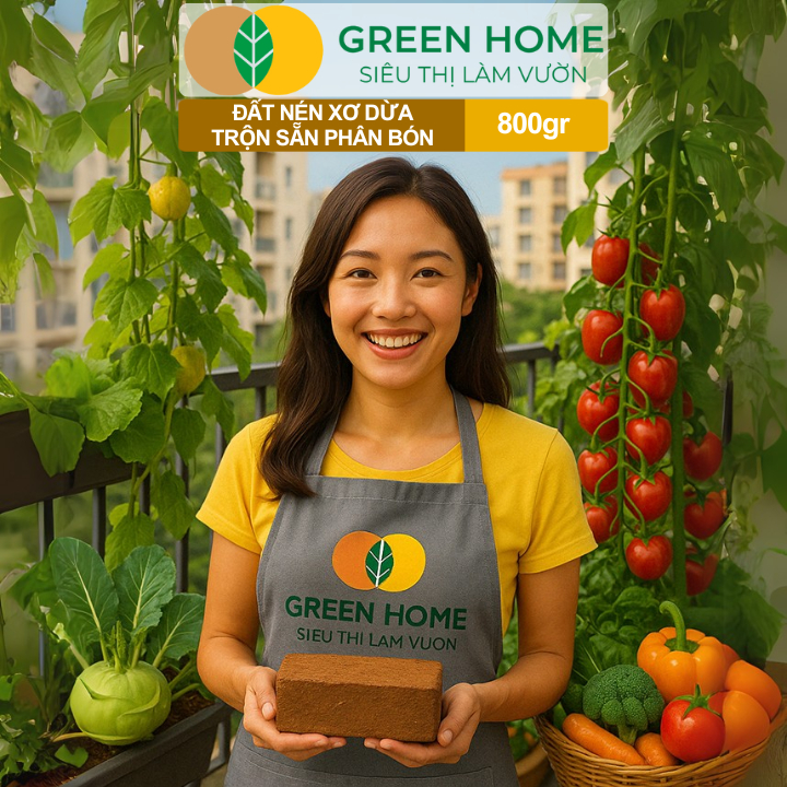 Ảnh Đất Trồng Cây GreenHome, Viên Nén 800gr, Trộn Sẵn Phân Bón, Nở Gấp 5 Lần, Trồng Rau Hoa Cây Kiểng 3