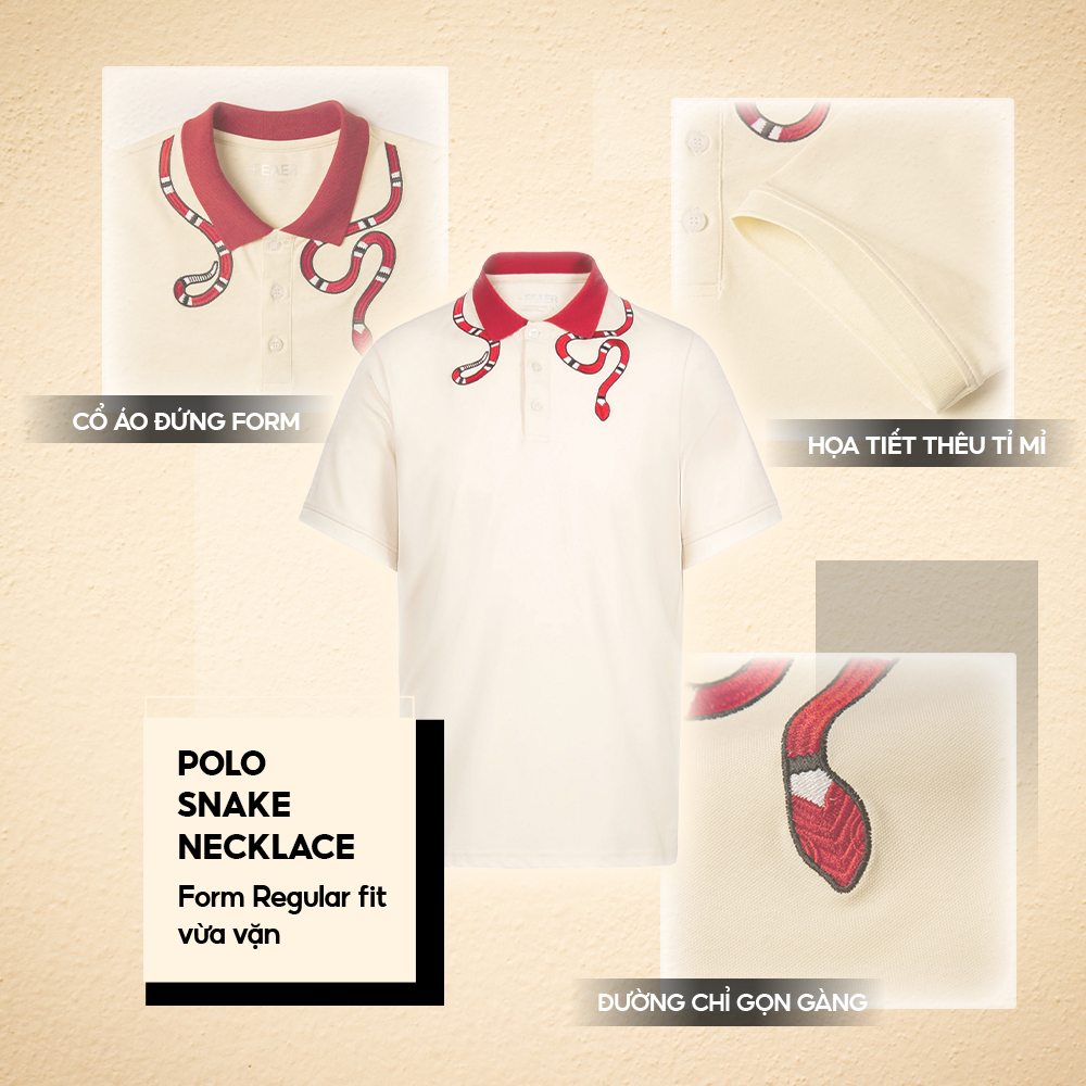 Áo polo nam có cổ Snake Necklace, chất vải CVC thấm hút mồ hôi, họa tiết thêu sang trọng - FEAER