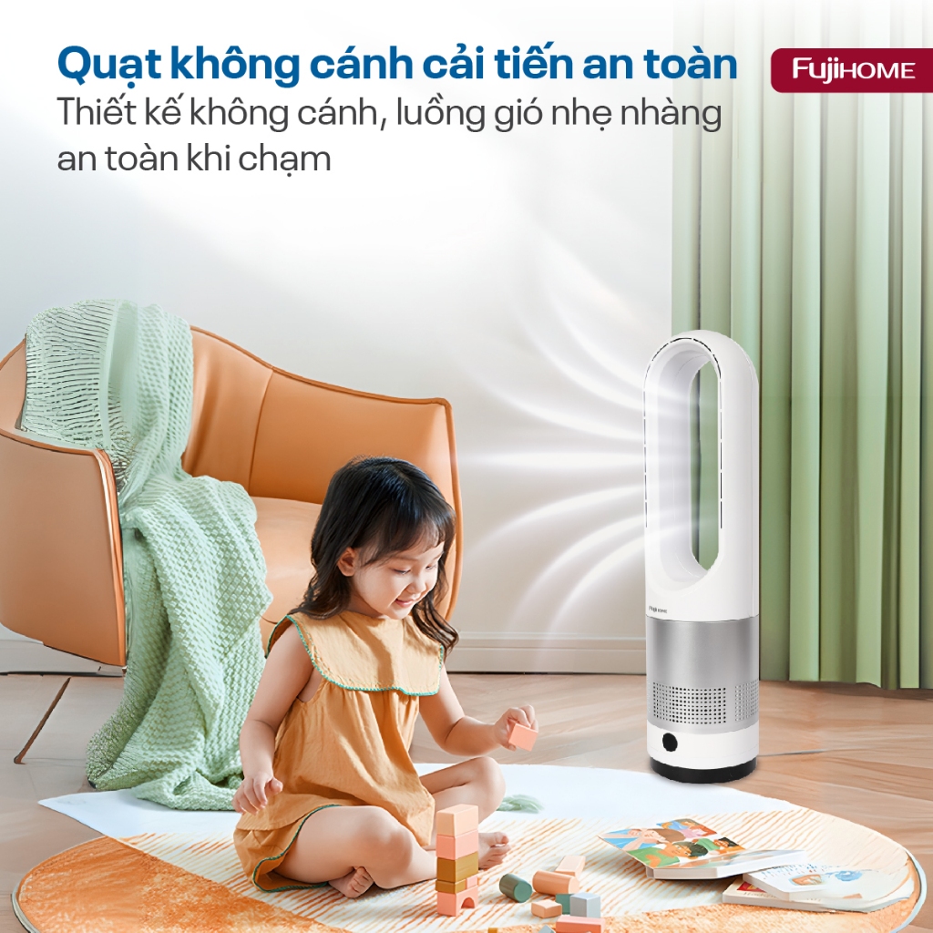Quạt không cánh kết nồi Wifi Nhập Khẩu FUJIHOME BF18, Quạt khử khuẩn lọc không khí có chế độ hẹn giờ tiện lợi