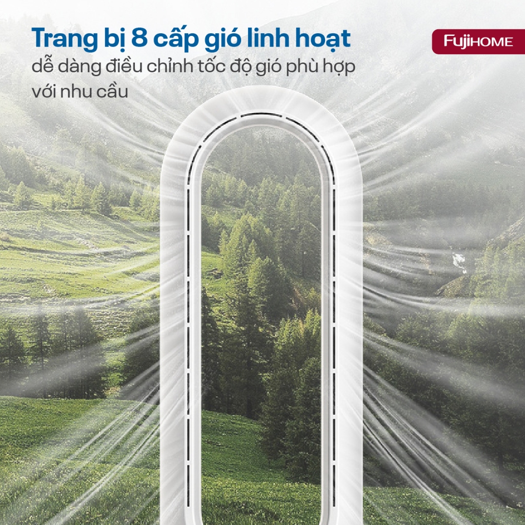 Quạt không cánh kết nồi Wifi Nhập Khẩu FUJIHOME BF18, Quạt khử khuẩn lọc không khí có chế độ hẹn giờ tiện lợi