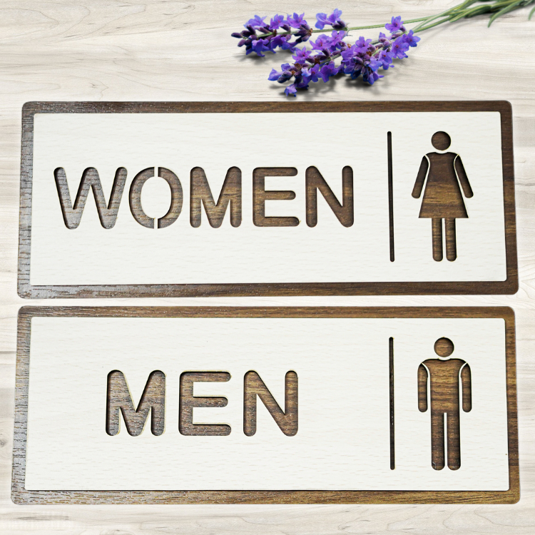 Ảnh Bảng Gỗ Trang Trí Chỉ Dẫn Toilet Phong Cách Vintage FIVO Đa Dạng Nhiều Kiểu Dáng 1