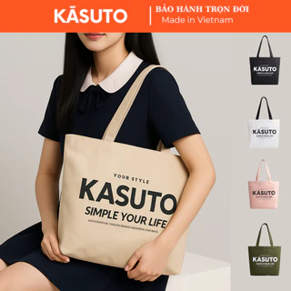 Túi Tote Nữ Vải Canvas Chống Thấm Nước KASUTO Original Có Khóa kéo Đeo Vai Thời Trang đi học đi chơi