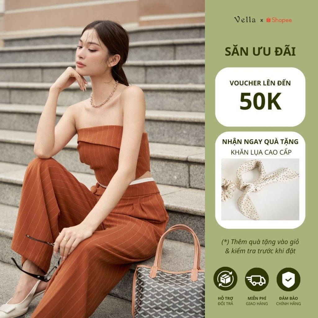 Vella Fashion set bộ áo croptop dáng quây nữ và quần culottes VA24057 VQ24058