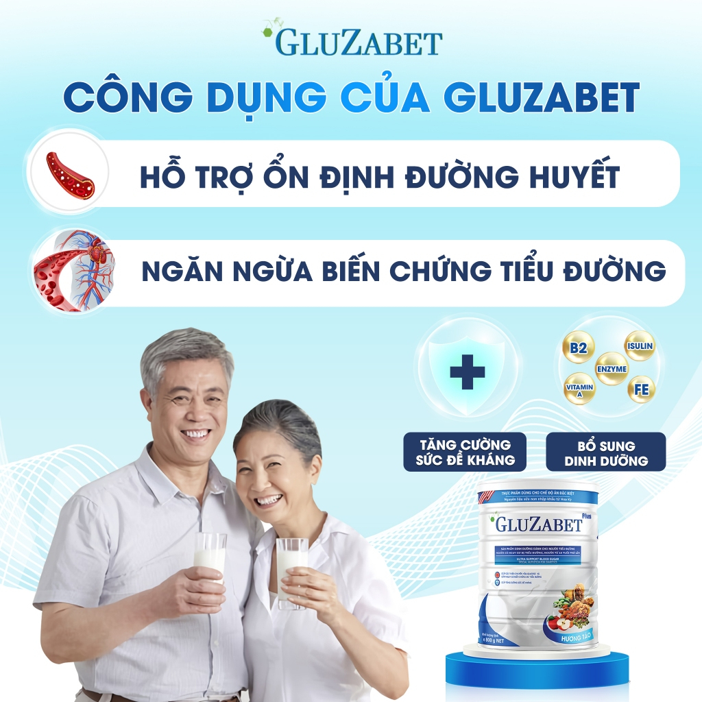 Ảnh COMBO 2 LON Gluzabet 800g - Ổn Định Đường Huyết, Ngăn ngừa Biến Chứng Tiểu Đường, Tăng Đề Kháng, Giảm Tiểu Đêm, Mất Ngủ 3