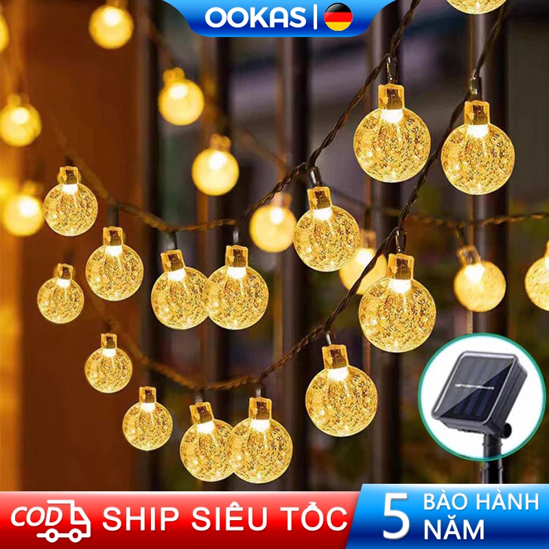 OOKAS Dây Đèn Led Trang Trí Năng Lượng Mặt Trời Quả Cầu Bi Bọt Chống Nước 20-50-100 Bóng Tự Động Bật/Tắt 5M 7M 12M