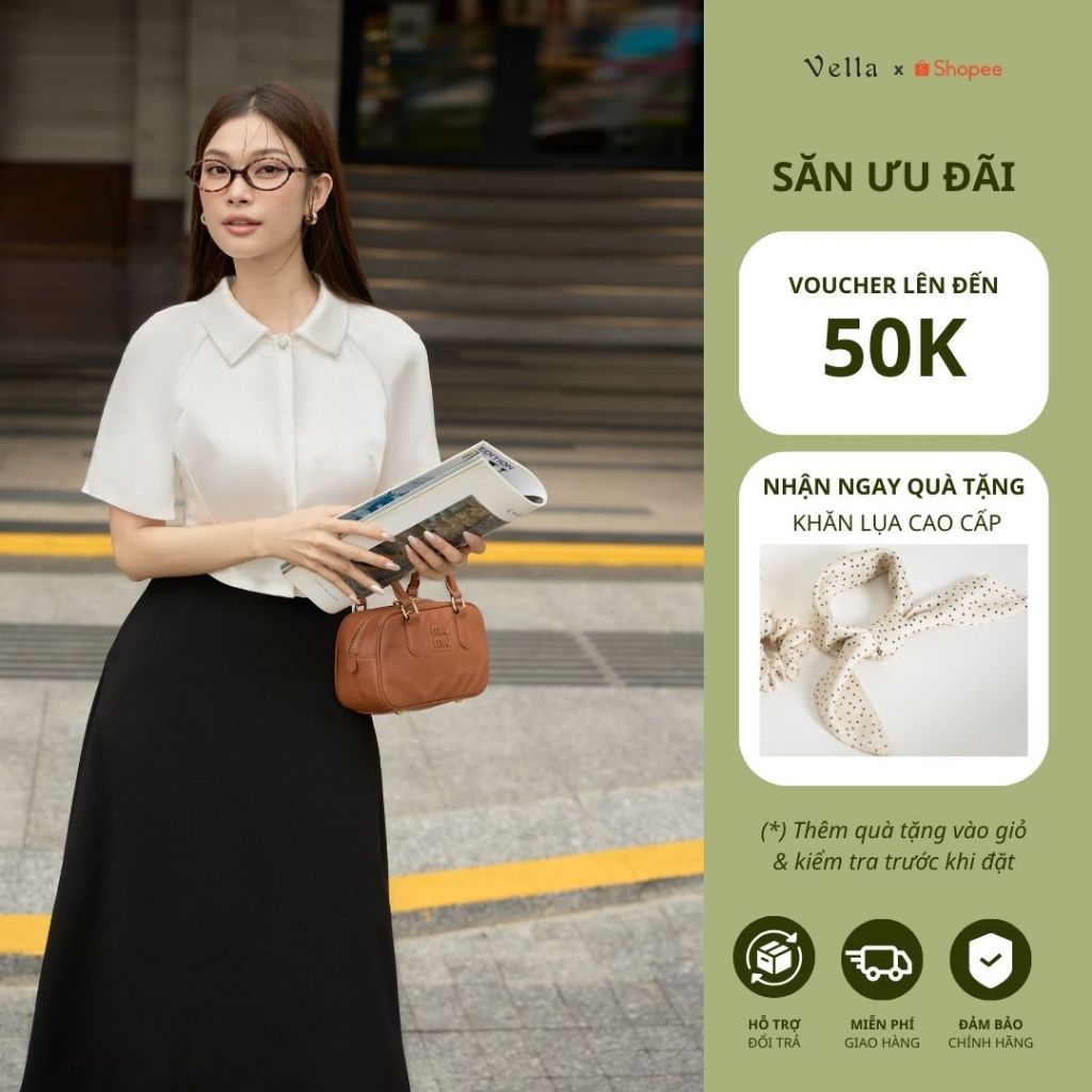 Vella Fashion chân váy kiểu nữ form midi dáng A có túi VV24053