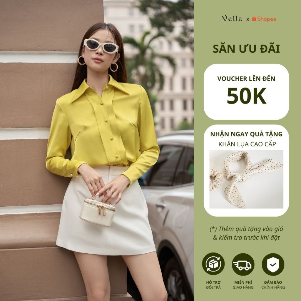 Vella Fashion set áo sơ mi nữ tay dài phối chân váy mini VA24061 VV24062