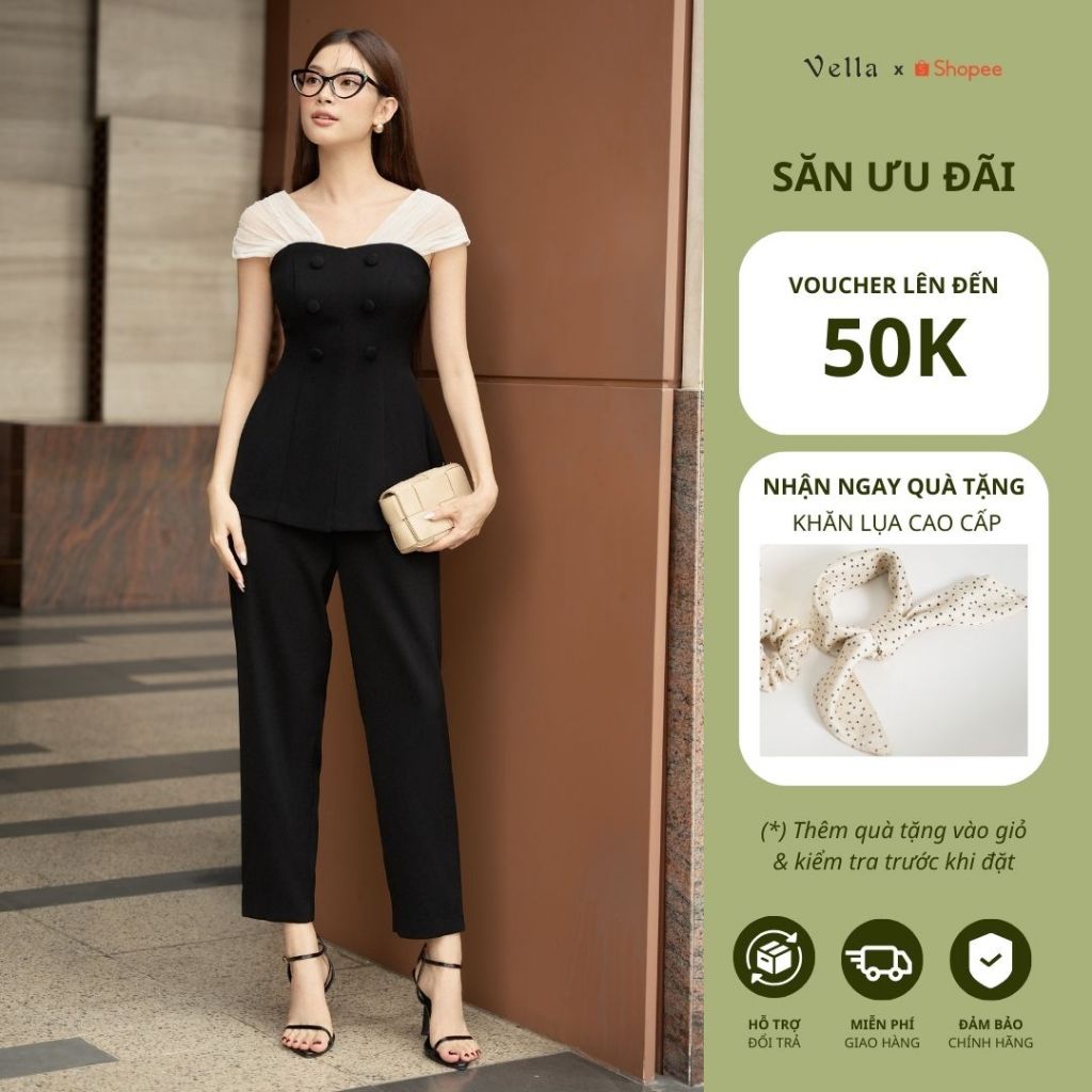 Vella Fashion set bộ áo peplum nữ phối quần baggy VA24039 VQ24040