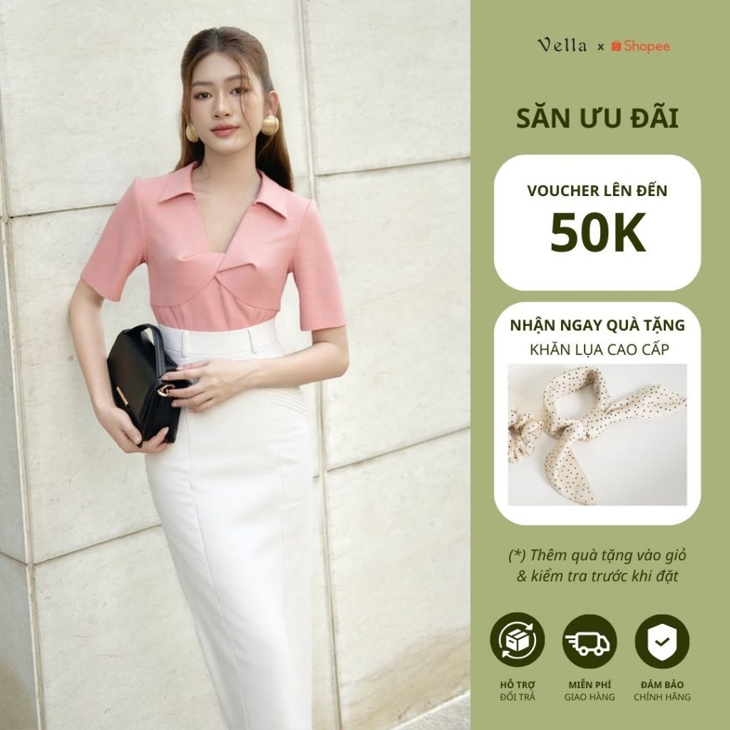 Vella Fashion - Set áo peplum tay ngắn và chân váy midi xếp ly túi xẻ sau VA24069 VV24070