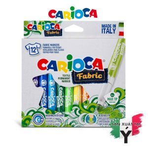[Thương hiệu Ý] - Bút dạ màu - Bút lông màu - Bút sáp màu vẽ lên vải Carioca Fabric Pens - 10/12 bút
