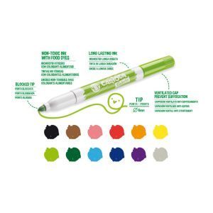 [Thương hiệu Ý] - Bút dạ màu - Bút lông màu - Bút sáp màu vẽ lên vải Carioca Fabric Pens - 10/12 bút