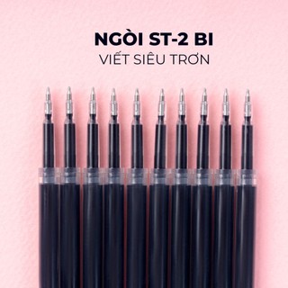Set 10 Ruột Bút Gel Bấm 0.5mm, Ngòi Bút Gel ST 2 Bi CLASSMATE Mực Xanh Đen Nét Trơn Dùng Cho Bút Gel Bấm CL-GR105