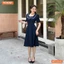 Đầm thiết kế BEMINE cổ vuông viền ren đính nơ dáng chữ A phù hợp đi làm-MT10145