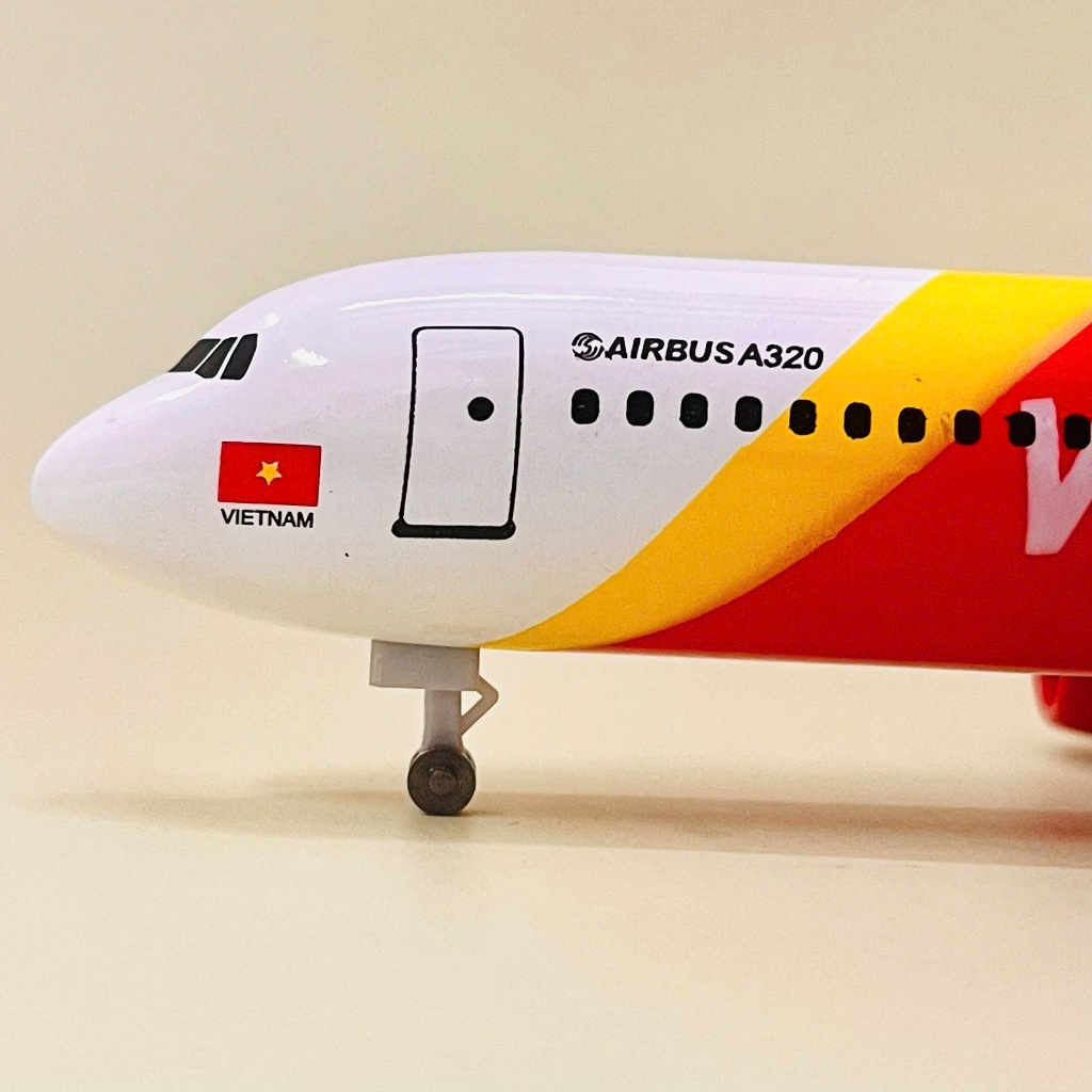 Mô hình máy bay Vietjet 20cm có bánh loại 1 chuẩn đẹp