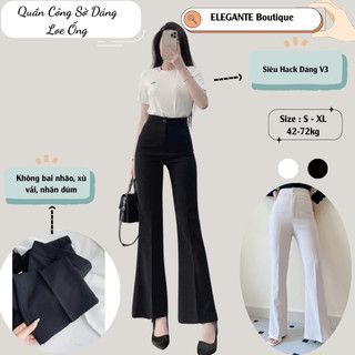 Quần  Ống Loe Nữ Cạp Lưng Cao Dáng Suông