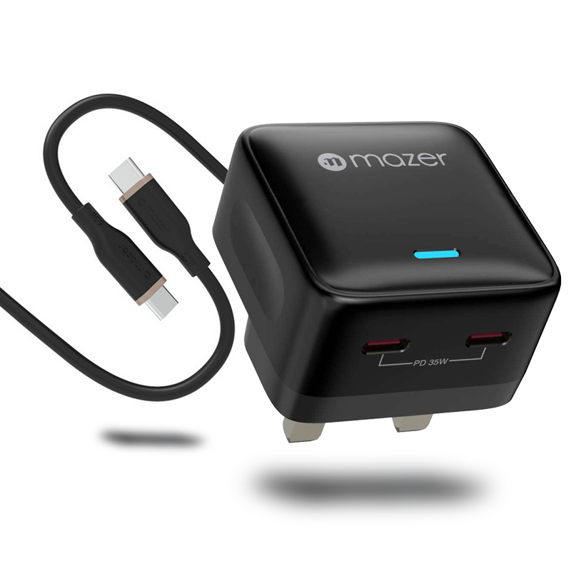 Ảnh MAZER Bộ Củ Sạc 35W USB-C US Wall Charger và Cáp Sạc 60W USB-C to USB-C 2M 2
