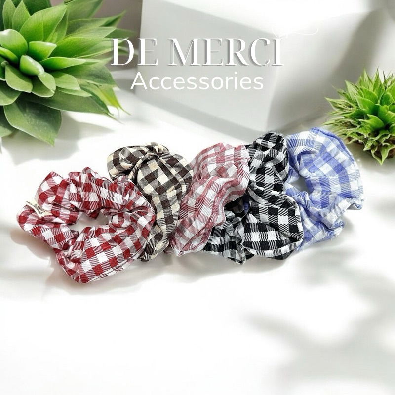 cột tóc De Merci Accessories scrunchies caro hoạ tiết thanh lịch