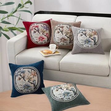 Gối tựa lưng sofa vải gấm nhung 45cmx45cm hoa văn tây âu cao cấp, gối vuông tựa, gối ôm, gối văn phòng, gối trang trí