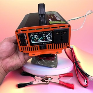Hàng Nhật - Bộ Kích Điện 12V Lên 220V 2000W Sóng Sin Chuẩn, Màn Hình LED Báo Vôn, Dòng Tải, Nhiệt Độ Cao Cấp