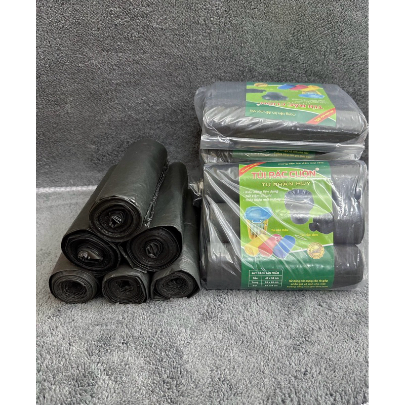 Combo 5 Bịch ( 15 Cuộn ) Túi Đựng Rác Đen Tự Phân Huỷ Size To 55 x 65cm ...