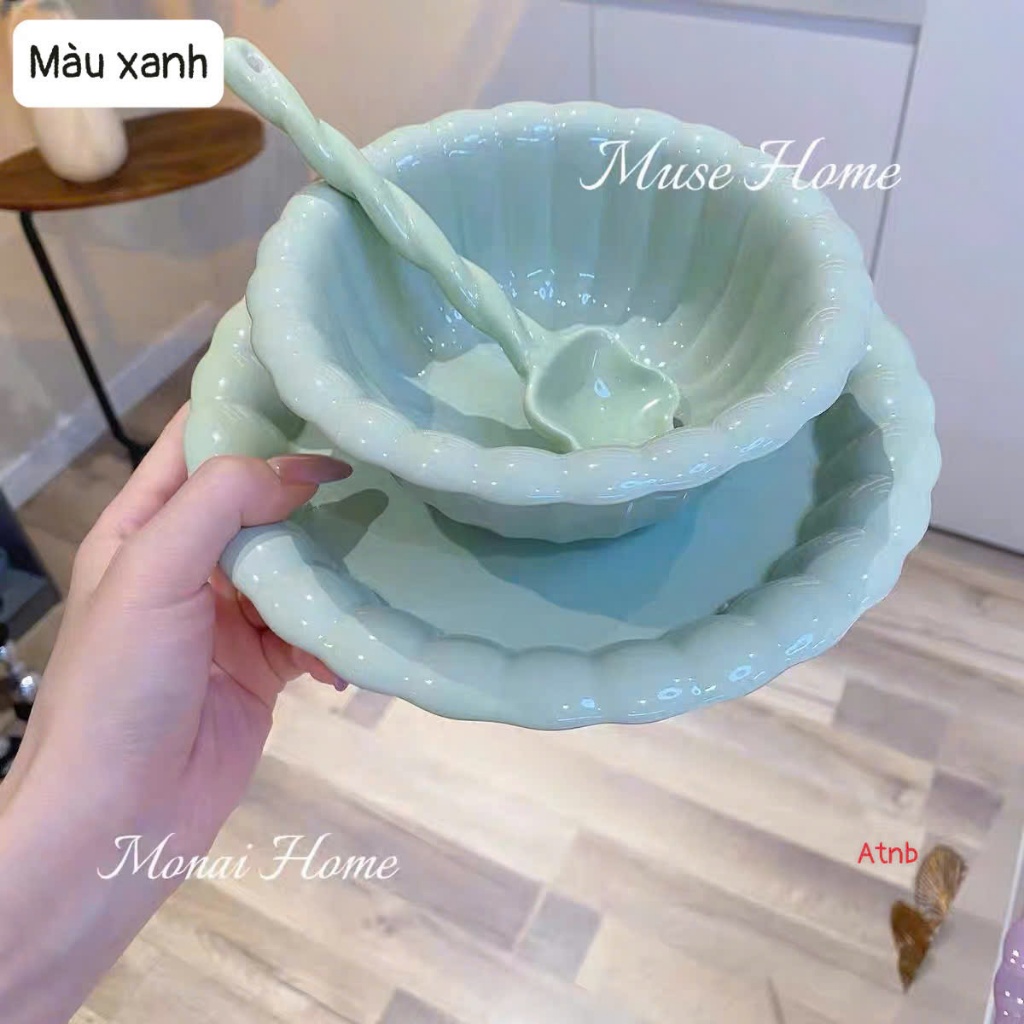 set bát đĩa 3 món màu pastel hot 2025