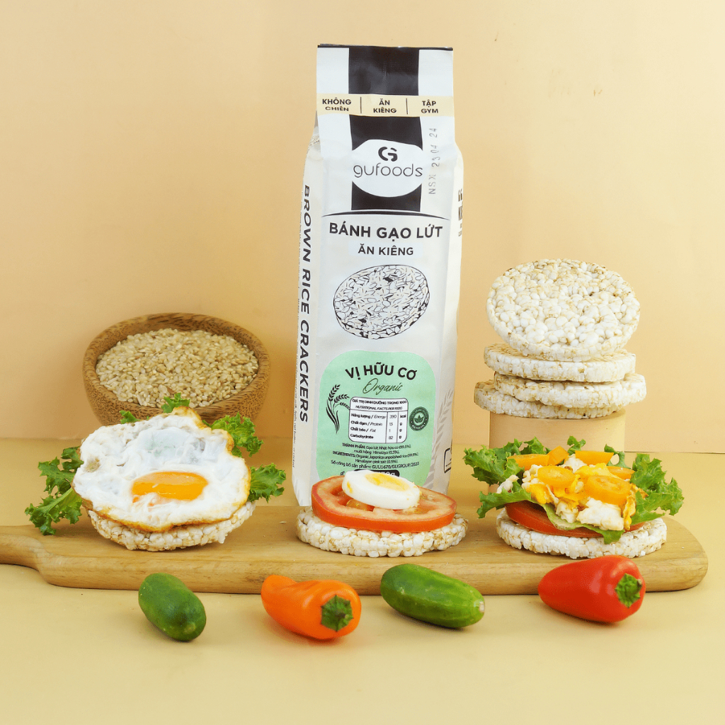 Ảnh Combo 4 gói Bánh gạo lứt GUfoods (mỗi gói 75g/160g/170g/300g) - Không chiên dầu, Phù hợp Eat clean, Tập Gym, Ăn Healthy 2
