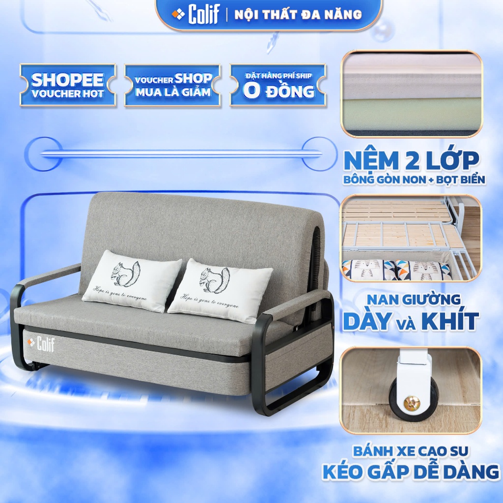 Ghế sofa giường COLIF Smart Bs đa năng - Tặng 2 gói cotton cao cấp