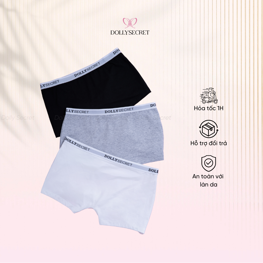 Quần Lót Nữ Quần Bảo Hộ  DOLLY SECRET Quần Lót Mặc Trong Váy Dáng Đùi BOXER DOLLY SECRET Đáy 2 Lớp Kháng Khuẩn DS09