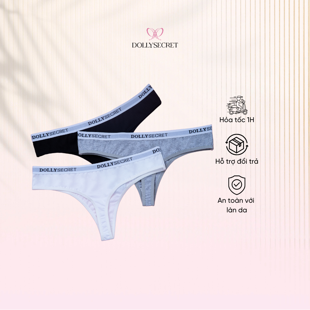 Quần Lót Lọt Khe Nữ Cotton Cạp Chữ DOLLY SECRET Quần Lót Dáng Sexy Gợi Cảm Đi Biển Dáng Sporty DS10