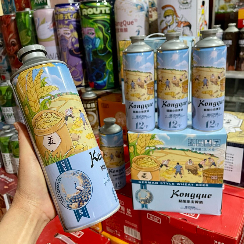Bia kong que hương vị lúa mạch êm thơm thùng 6 lon x 1 lít | Shopee ...
