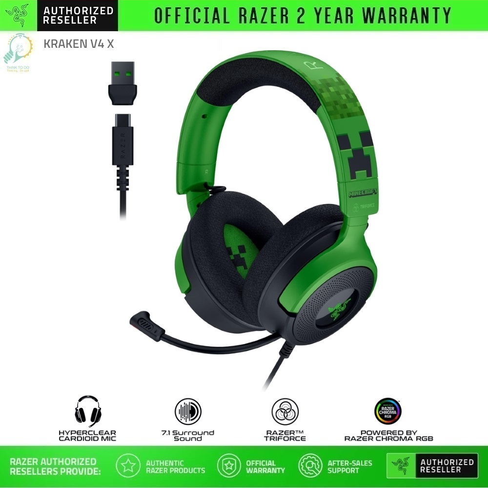 Tai nghe choàng đầu có dây Razer Kraken V4 X Minecraft Edition - Wired ...