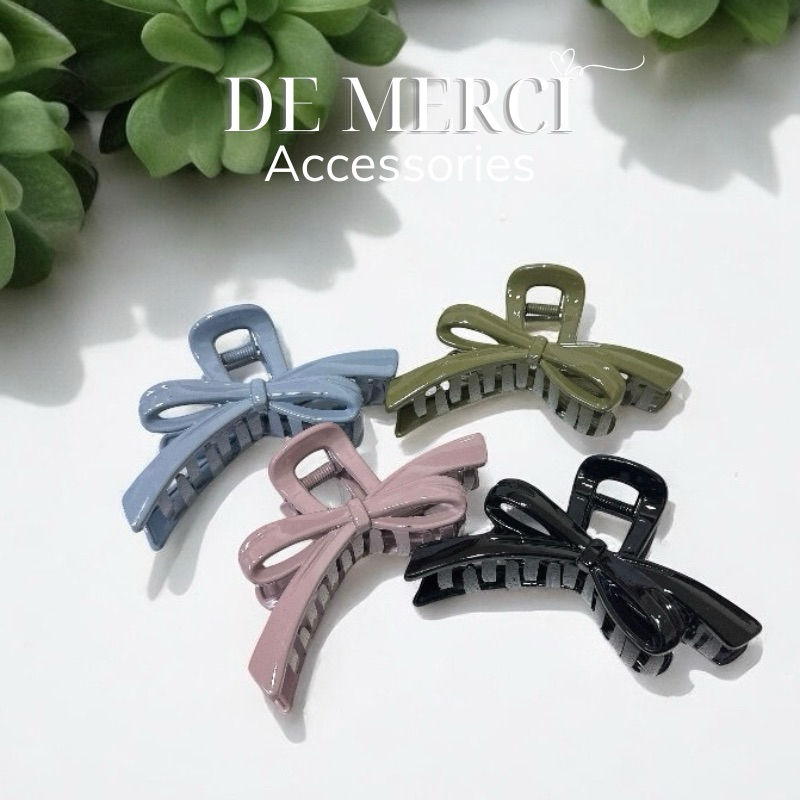 Kẹp Tóc Càng Cua De Merci Accessories Hình Chiếc Nơ Thắt Nút Trơn Xinh Xắn Phong Cách Hàn Quốc Phụ Kiện Tóc Nữ