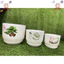 Chậu nhựa tròn kèm đĩa giả sứ cao cấp in hình trang trí, trồng cây