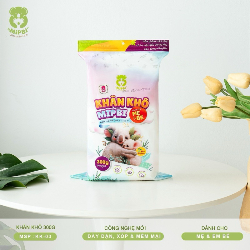 Khăn Vải Khô Mipbi Chính Hãng – Khăn Khô Đa Năng Cho Bé, Khăn Lau Mặt, Thay Khăn Ướt An Toàn