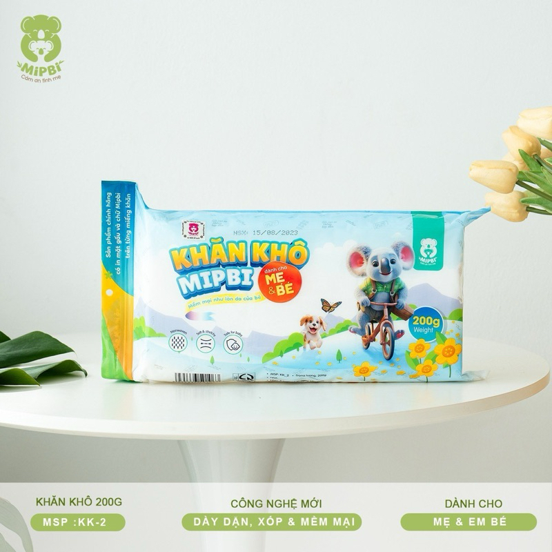 Khăn Vải Khô Mipbi Chính Hãng – Khăn Khô Đa Năng Cho Bé, Khăn Lau Mặt, Thay Khăn Ướt An Toàn