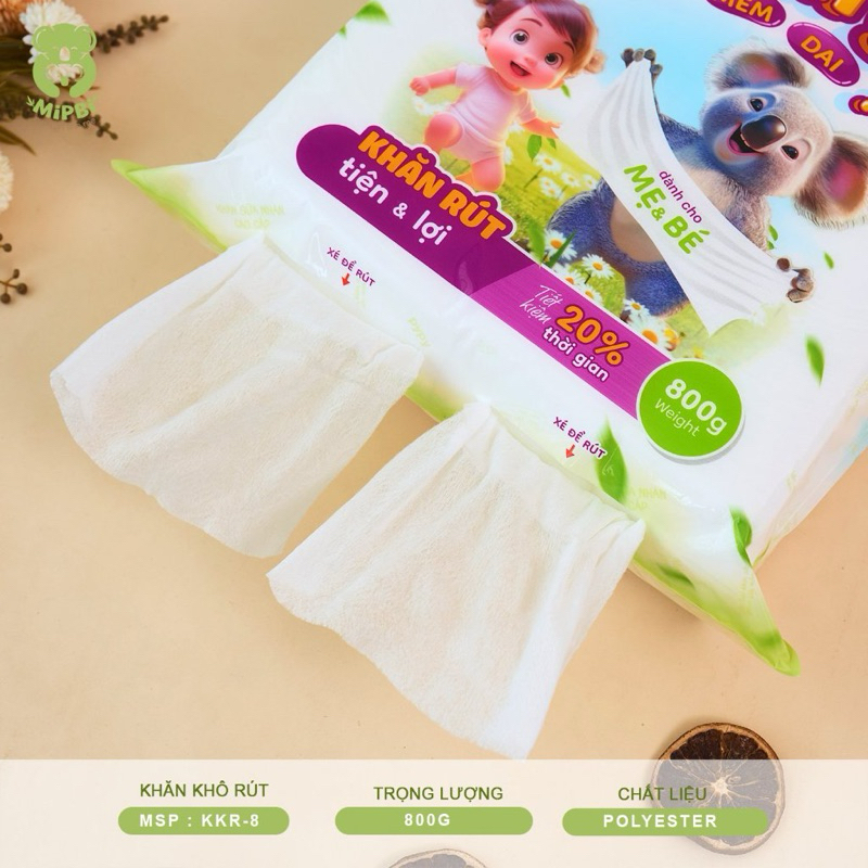 Khăn Vải Khô Mipbi Chính Hãng – Khăn Khô Đa Năng Cho Bé, Khăn Lau Mặt, Thay Khăn Ướt An Toàn