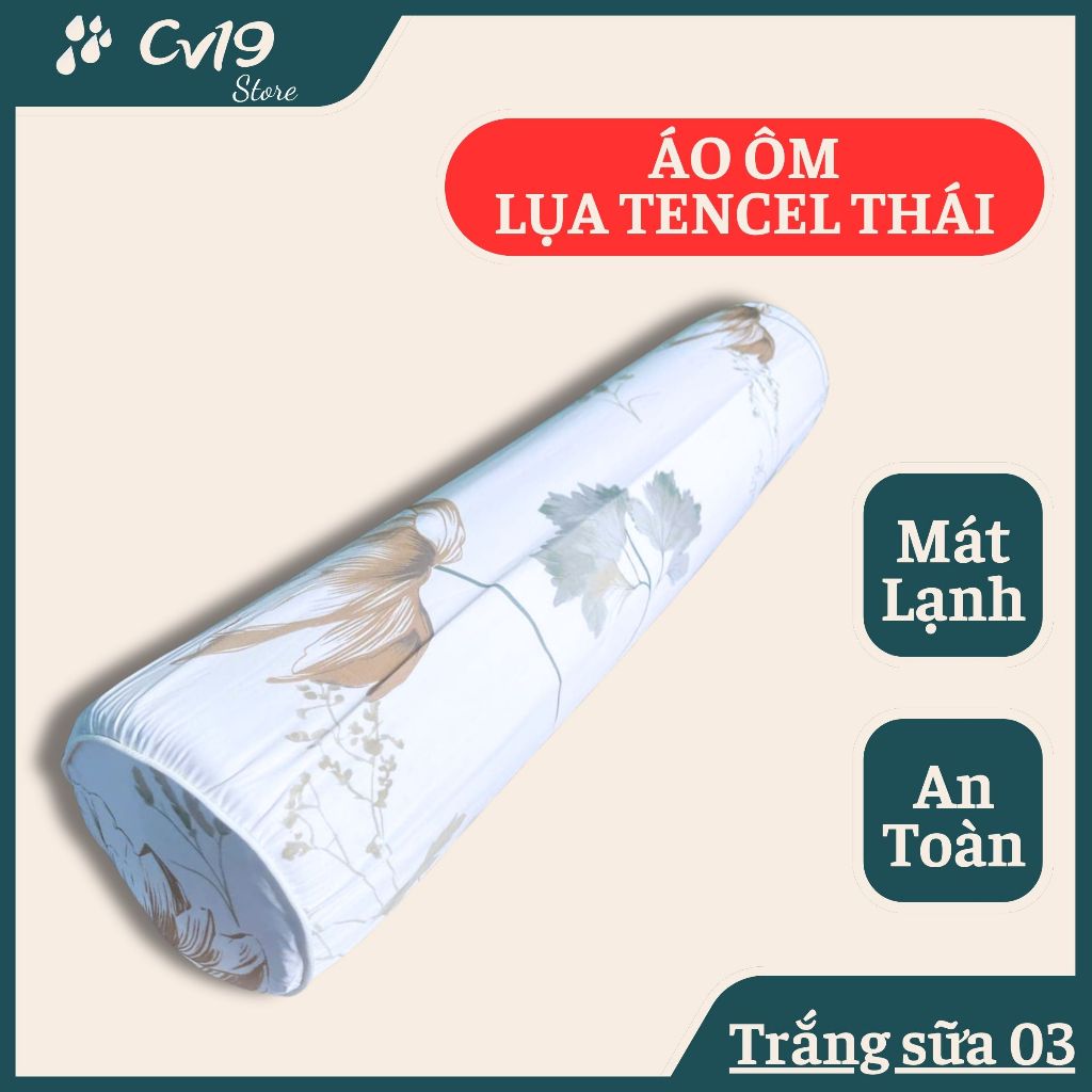 LỤA TENCEL THÁI - Áo gối ôm khóa kéo cỡ 35x100, áo gối ôm cao su non, áo gối ôm lụa thái, mát lạnh