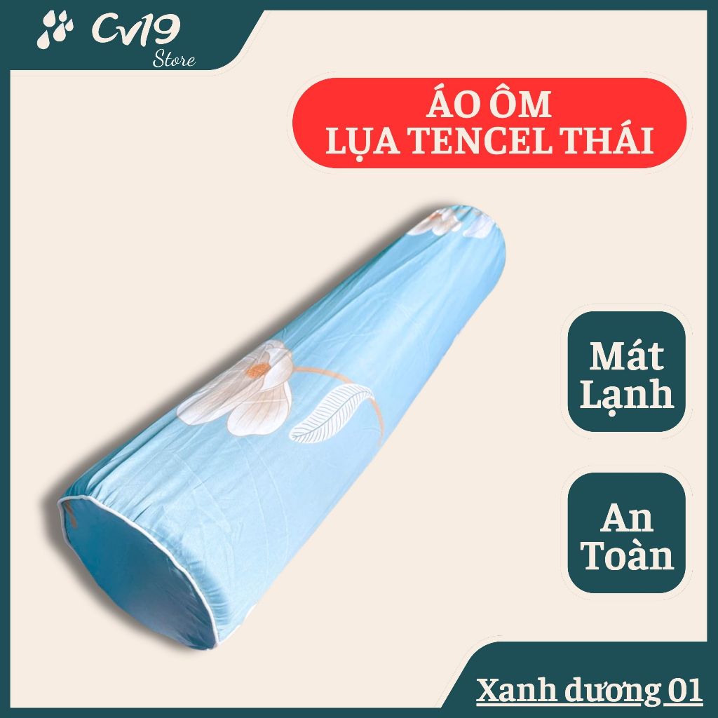LỤA TENCEL THÁI - Áo gối ôm khóa kéo cỡ 35x100, áo gối ôm cao su non, áo gối ôm lụa thái, mát lạnh