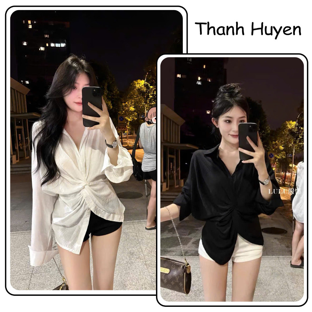 áo sơ mi kiểu nữ đũi dáng rộng Gemy_official ulzzang Hàn Quốc , áo sơ mi tay dài thiết kể xoắn kiểu hàn xoaistore (A146)