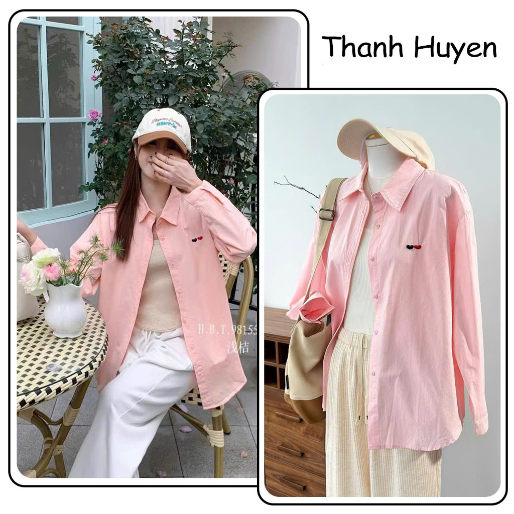 áo dài tay thô mềm gemy.official thêu tym kiểu hàn quốc 3 màu dễ phối đồ