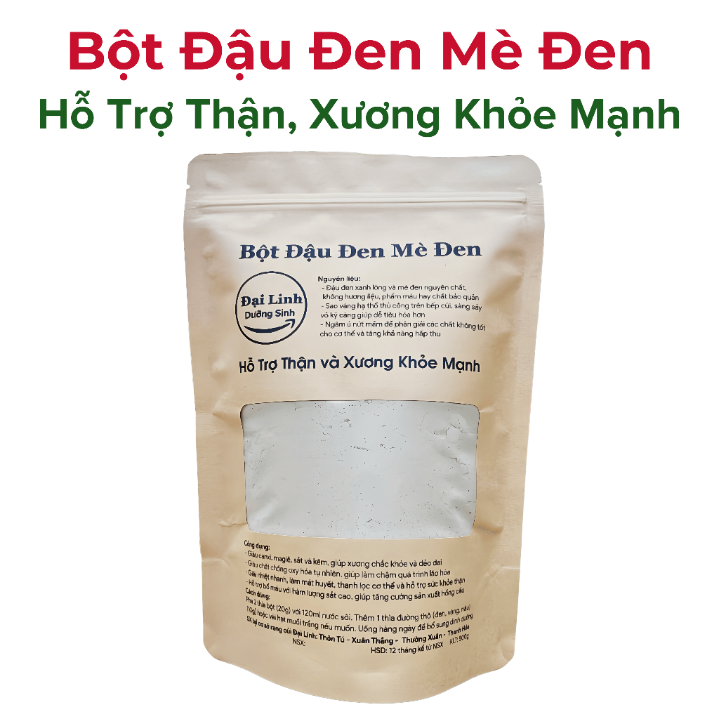 Bột Đậu Đen Mè Đen Nguyên Chất, rang củi hạ thổ, sàng sảy sạch vỏ (500g ...