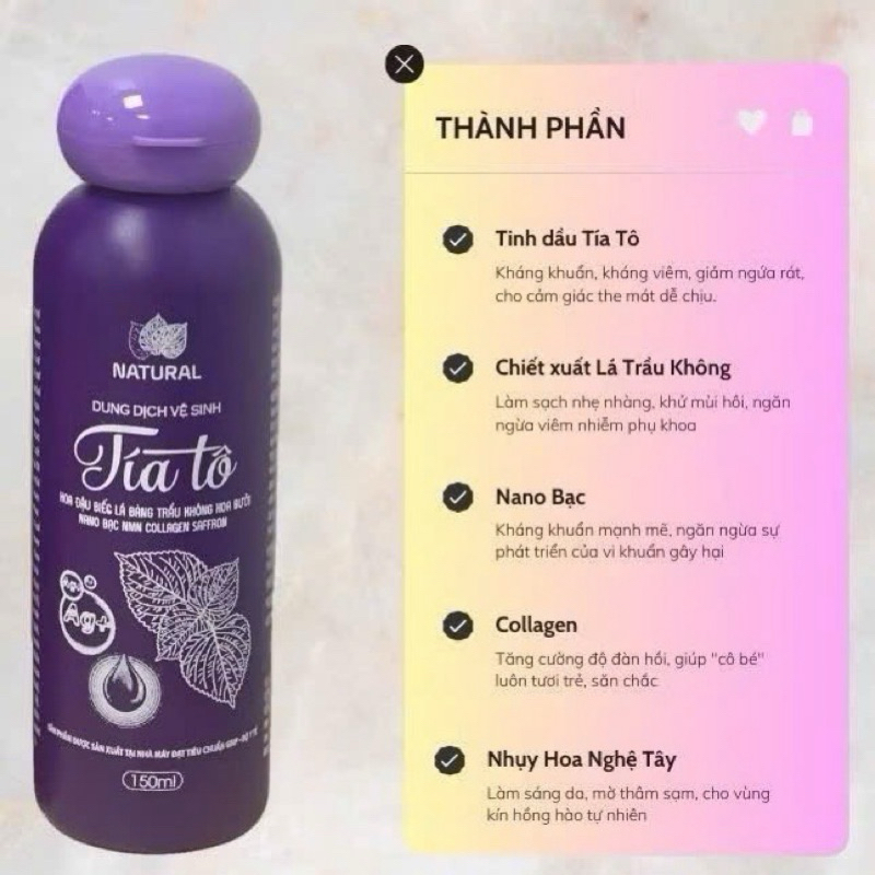 Combo 2 Chai Dung Dịch Vệ Sinh Tía Tô NANO BẠC  Làm Sạch Ngăn Ngừa Viêm Nhiễm, Làm thơm vùng kín